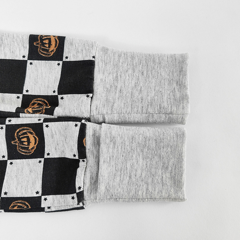 baby Checkered Pumpkin Zipper Romper