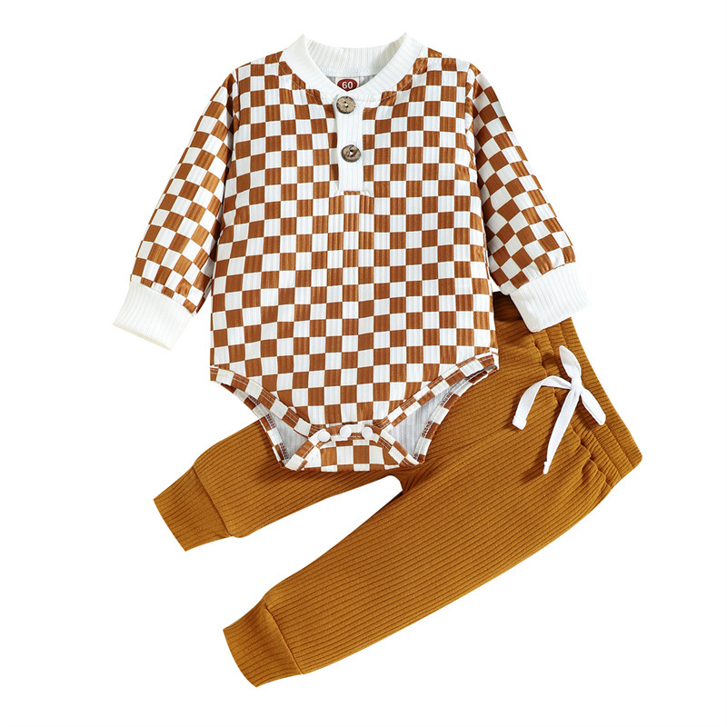 Baby Checkered Hooded Sweatshirt Set