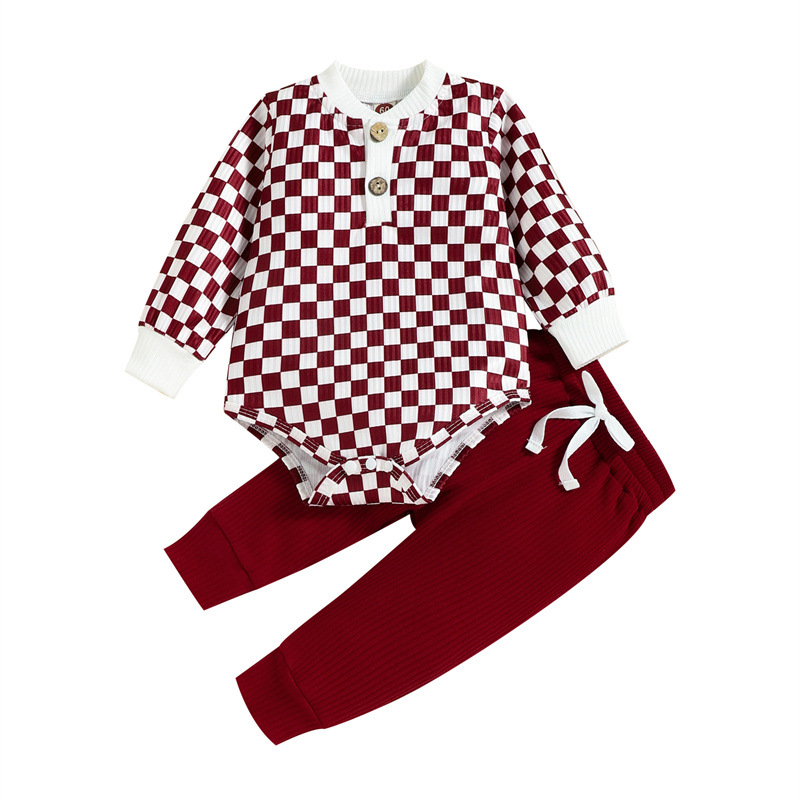 Baby Checkered Hooded Sweatshirt Set