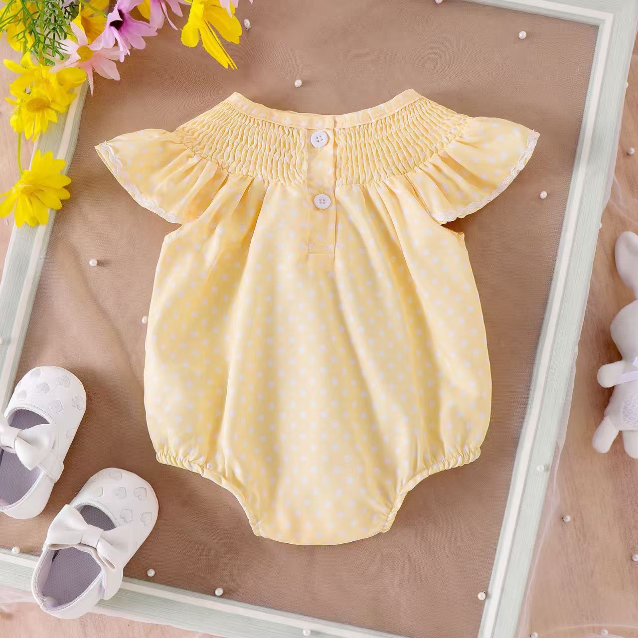 Baby Girl Rabbit Embroidered Romper