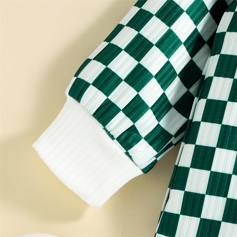 Baby Checkered Hooded Sweatshirt Set