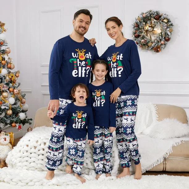Christmas Themed Parent-Kid Printed Home Outfits