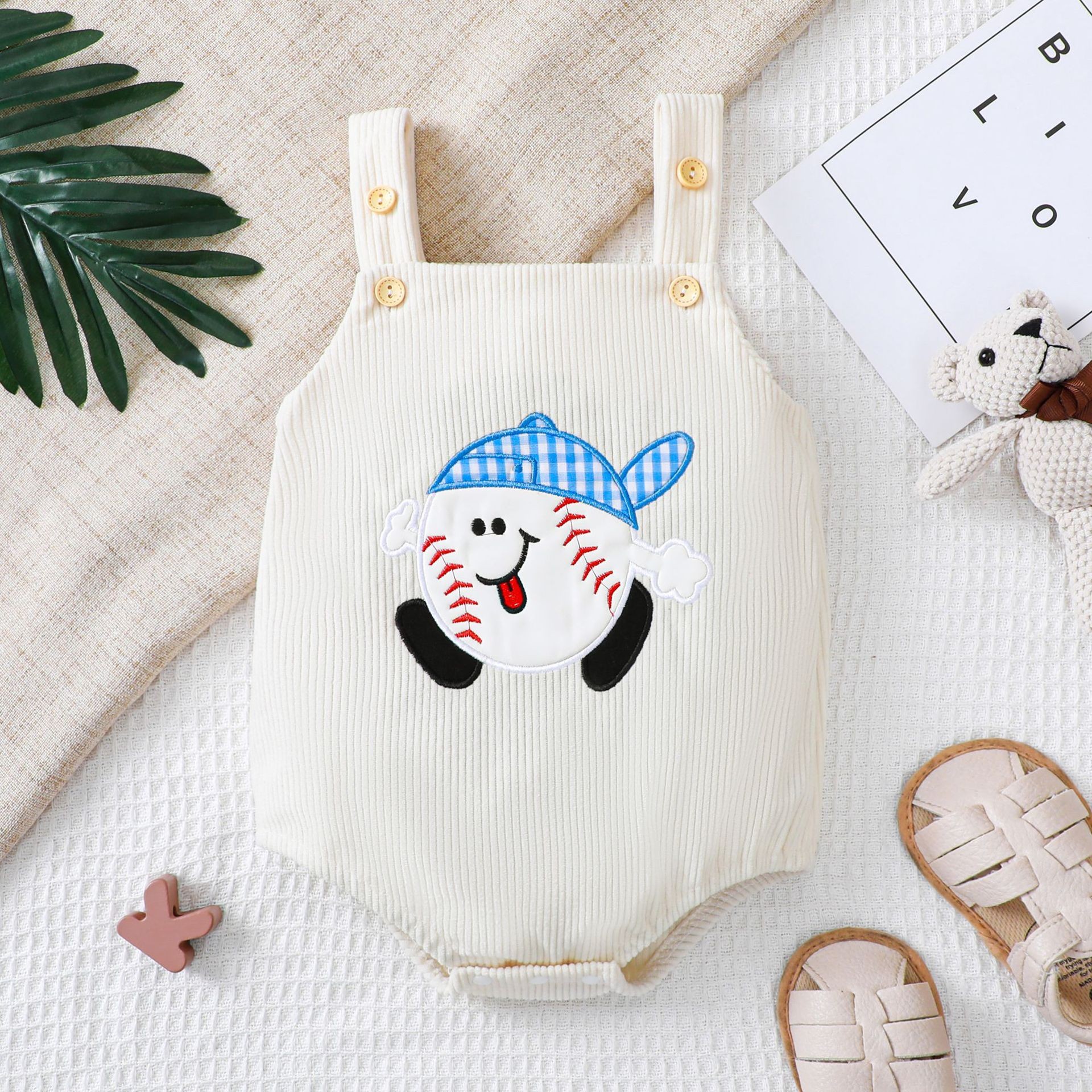 Baby Baseball Strappy Romper