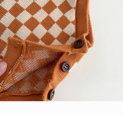 Baby Knitted Checkerboard Romper