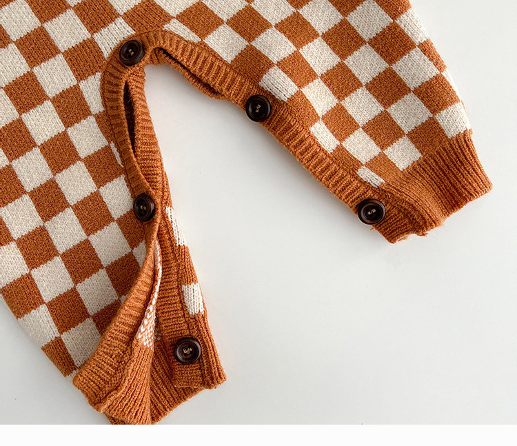 Baby Knitted Checkerboard Romper