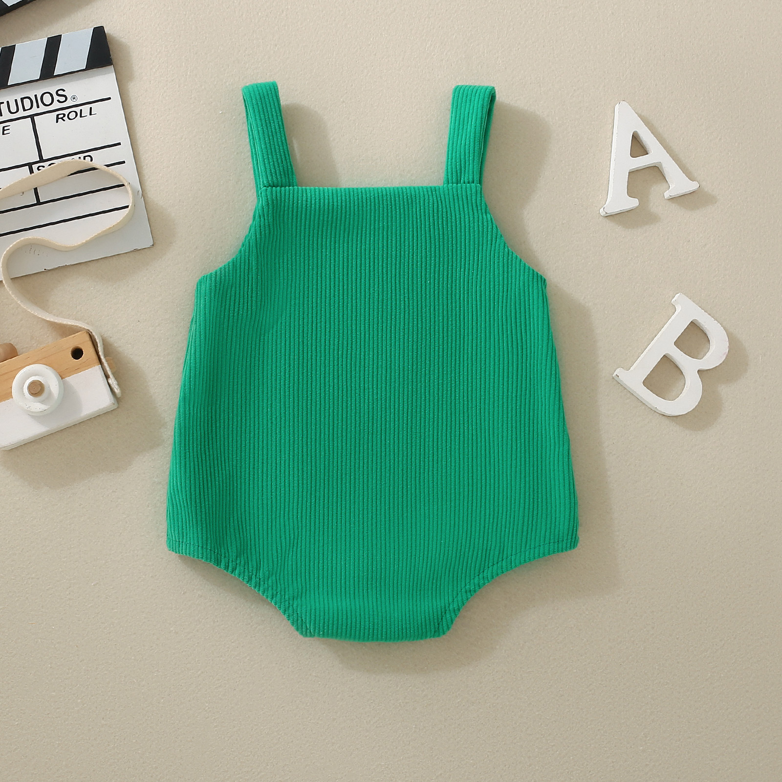 Triangle Romper with Clover Embroidery in Terry Stitch