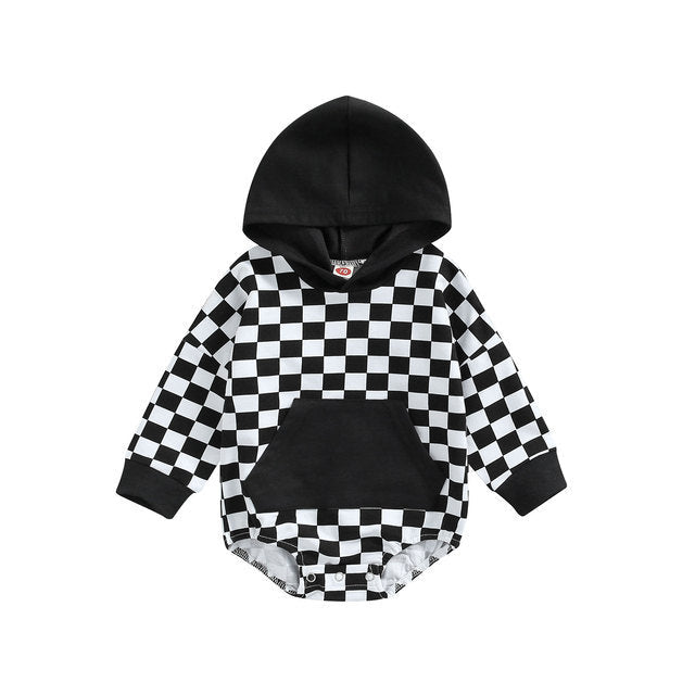 Baby plaid print hooded Bodysuit