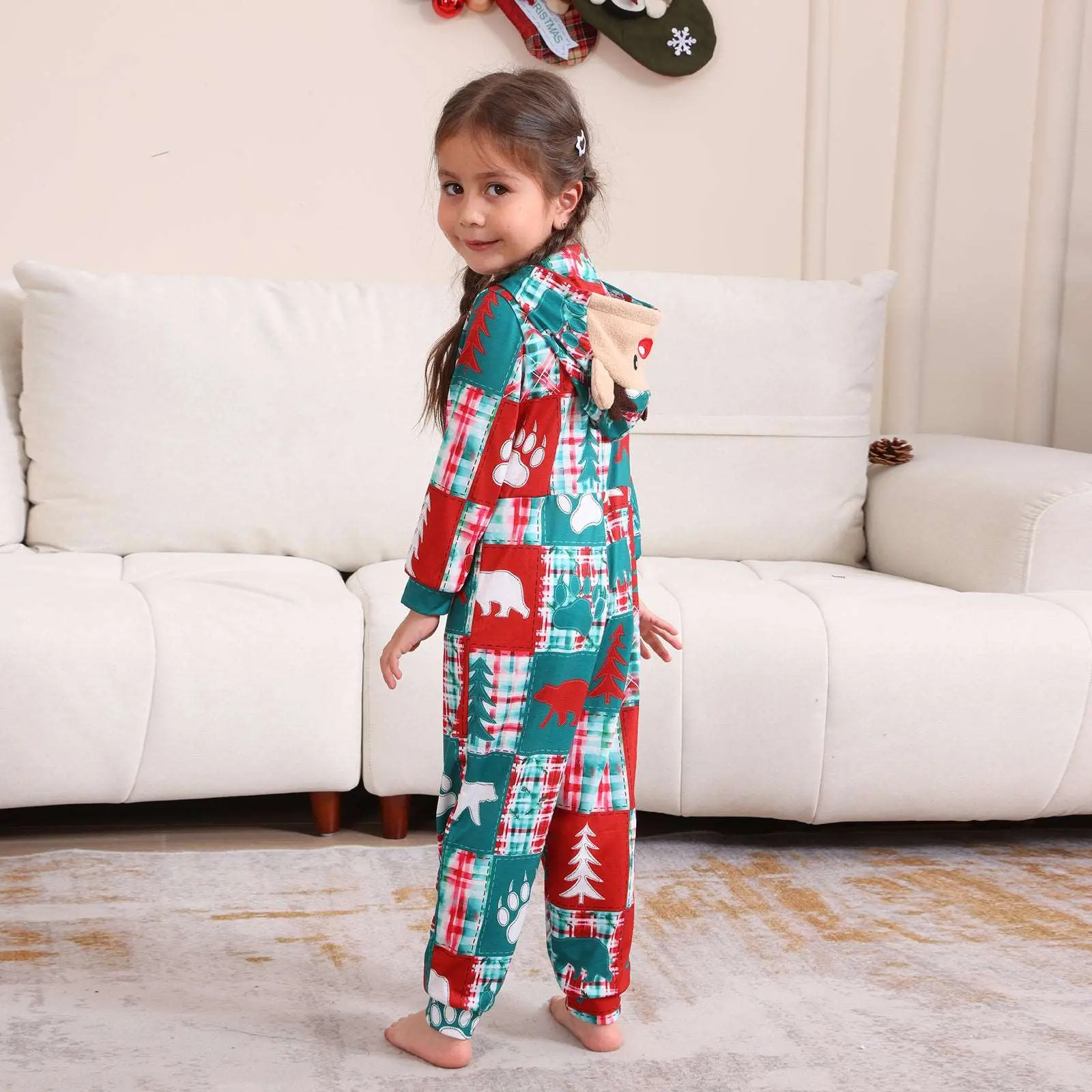 Christmas Parent-Child Printed Loungewear Festive Christmas Parent-Kid Printed Home Wear