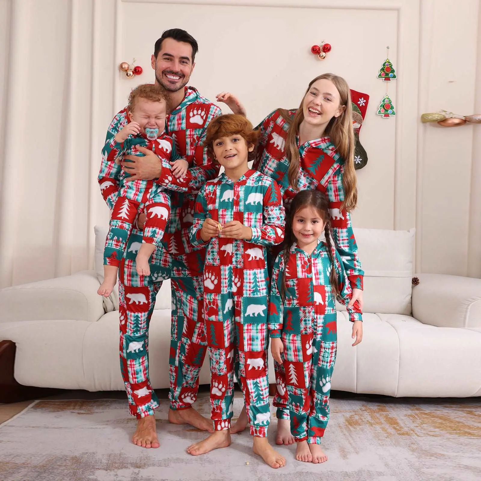 Christmas Parent-Child Printed Loungewear Festive Christmas Parent-Kid Printed Home Wear