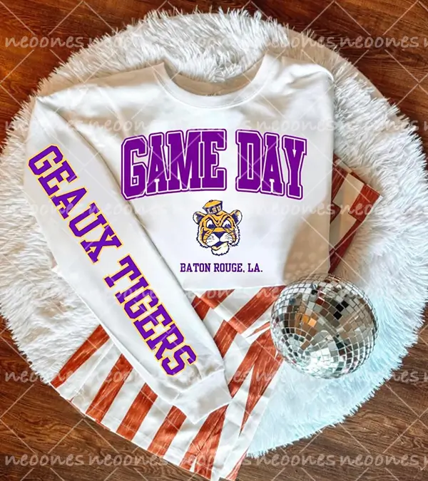 Baby Geaux Tigers Romper and Adult Sweatshirt