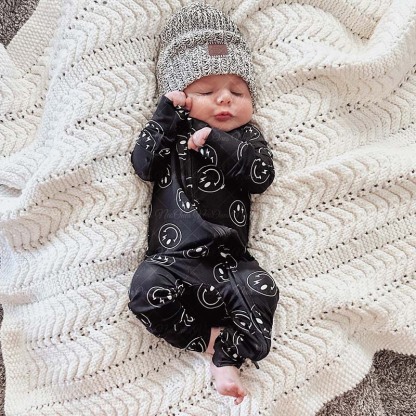 Baby Smiley Face Zipper Romper