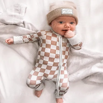 Baby Checkerboard Smiley Rompers