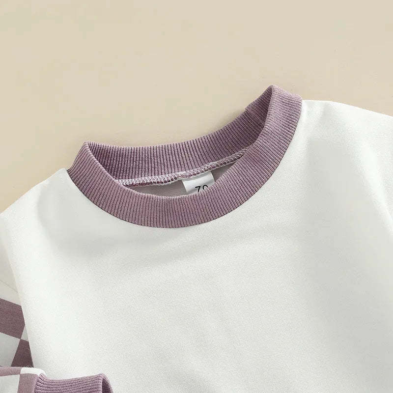 Baby Plaid Round Neck Bodysuit