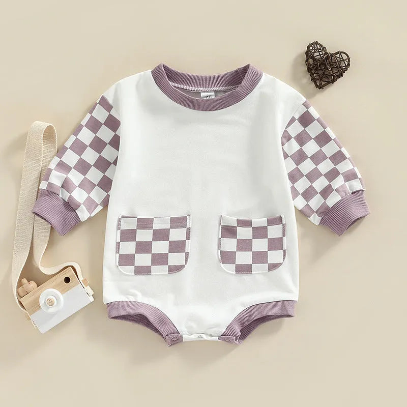 Baby Plaid Round Neck Bodysuit