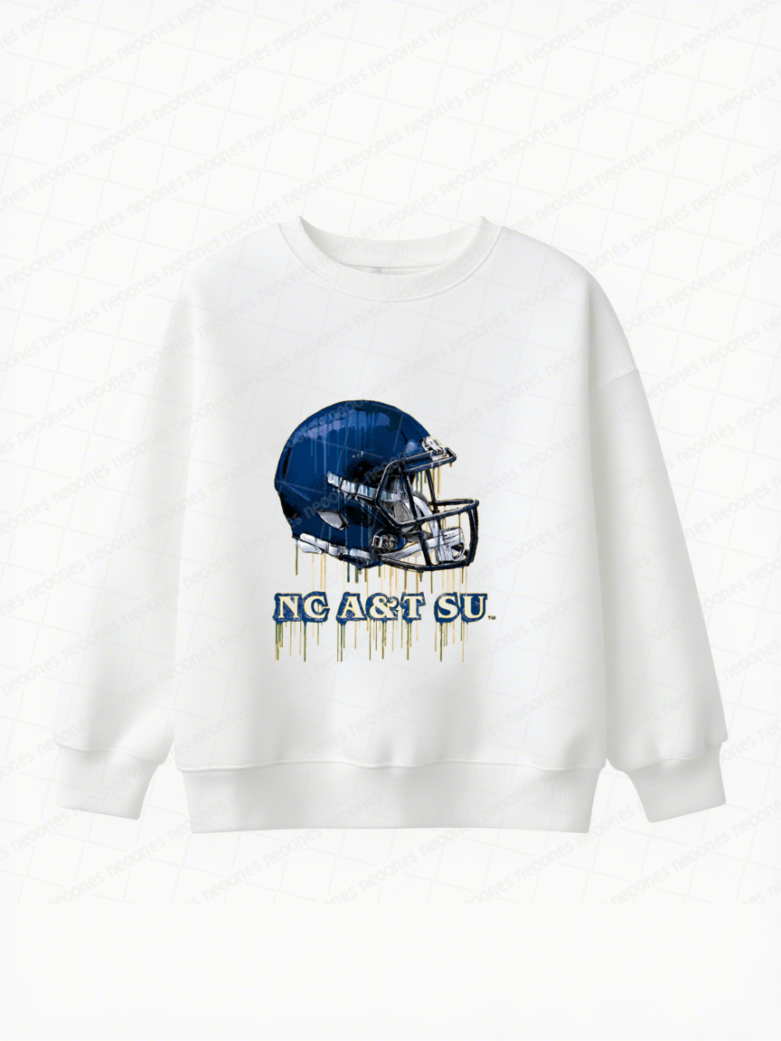 North Carolina A&T Aggies Original Dripping Football Helmet White T-Shirt