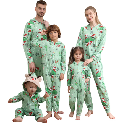 Christmas Parent-Child Printed Loungewear Festive Christmas Parent-Kid Printed Home Wear