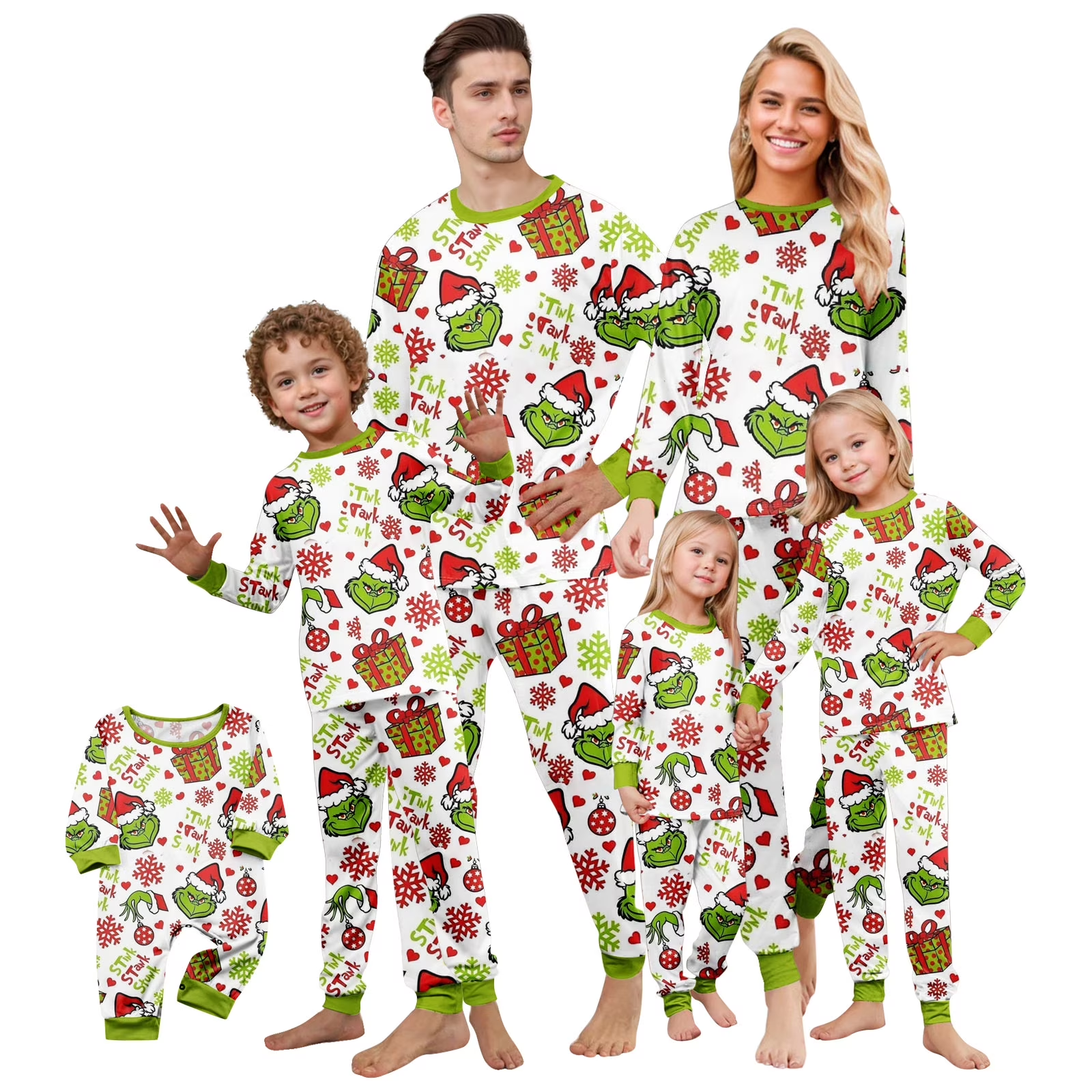Christmas Parent-Child Printed Loungewear Festive Christmas Parent-Kid Printed Home Wear