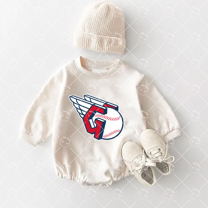 Baby Cleveland Guardians Baseball Romper and Adult Sweatshirt