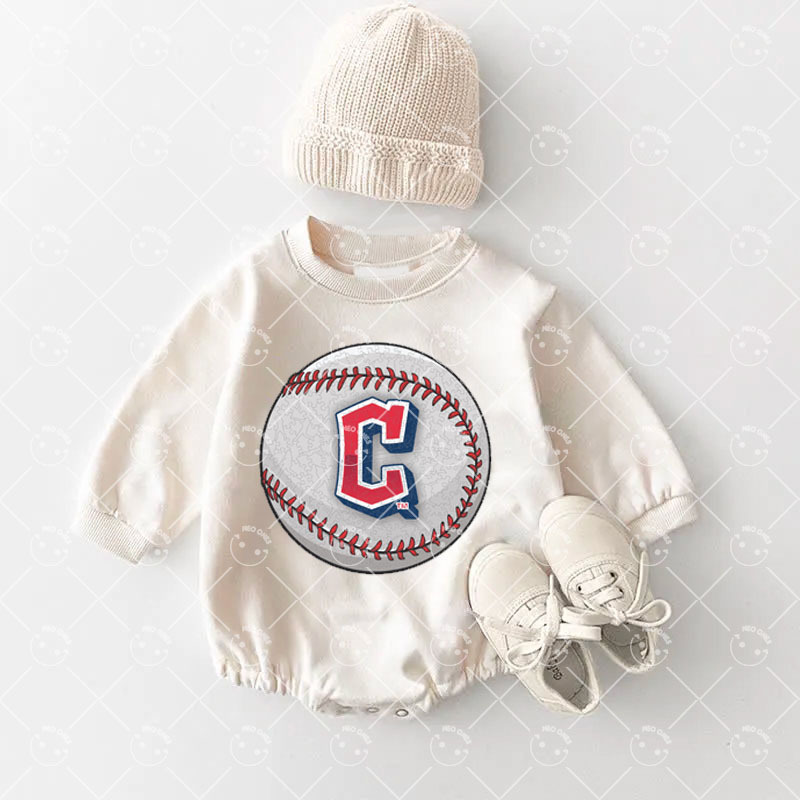Baby Cleveland Guardians Baseball Romper and Adult Sweatshirt