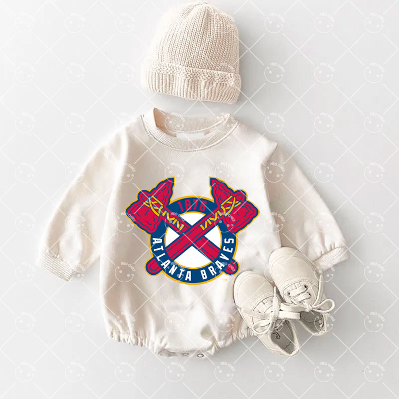 Baby Atlanta Braves Baseball Romper and Adult Sweatshirt