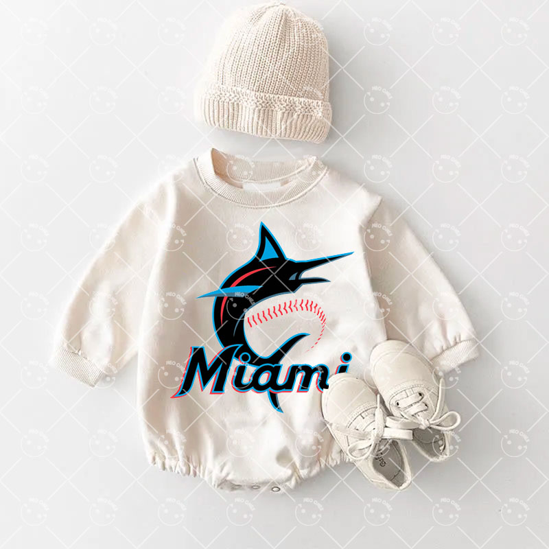 Baby Miami Marlins Baseball Romper and Adult Sweatshirt