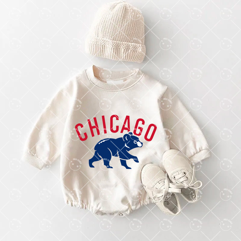 Baby Chicago Cubs Baseball Romper and Adult Sweatshirt