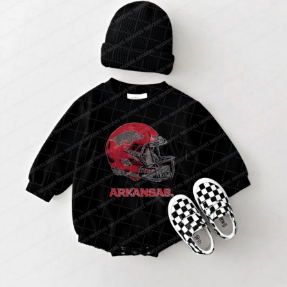University of Arkansas Baby Game Day Romper and Adult Sweatshirt
