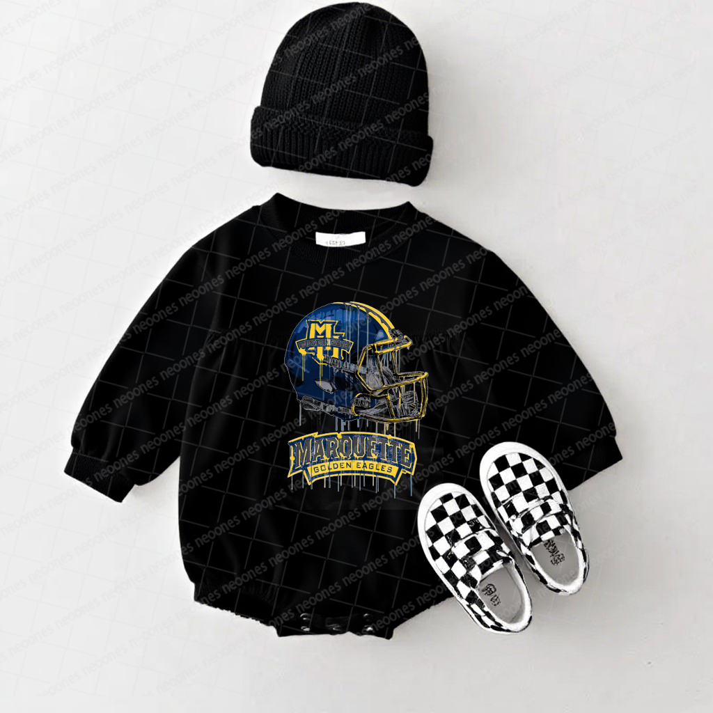 Marquette Golden Eagles Baby Game Day Romper and Adult Sweatshirt