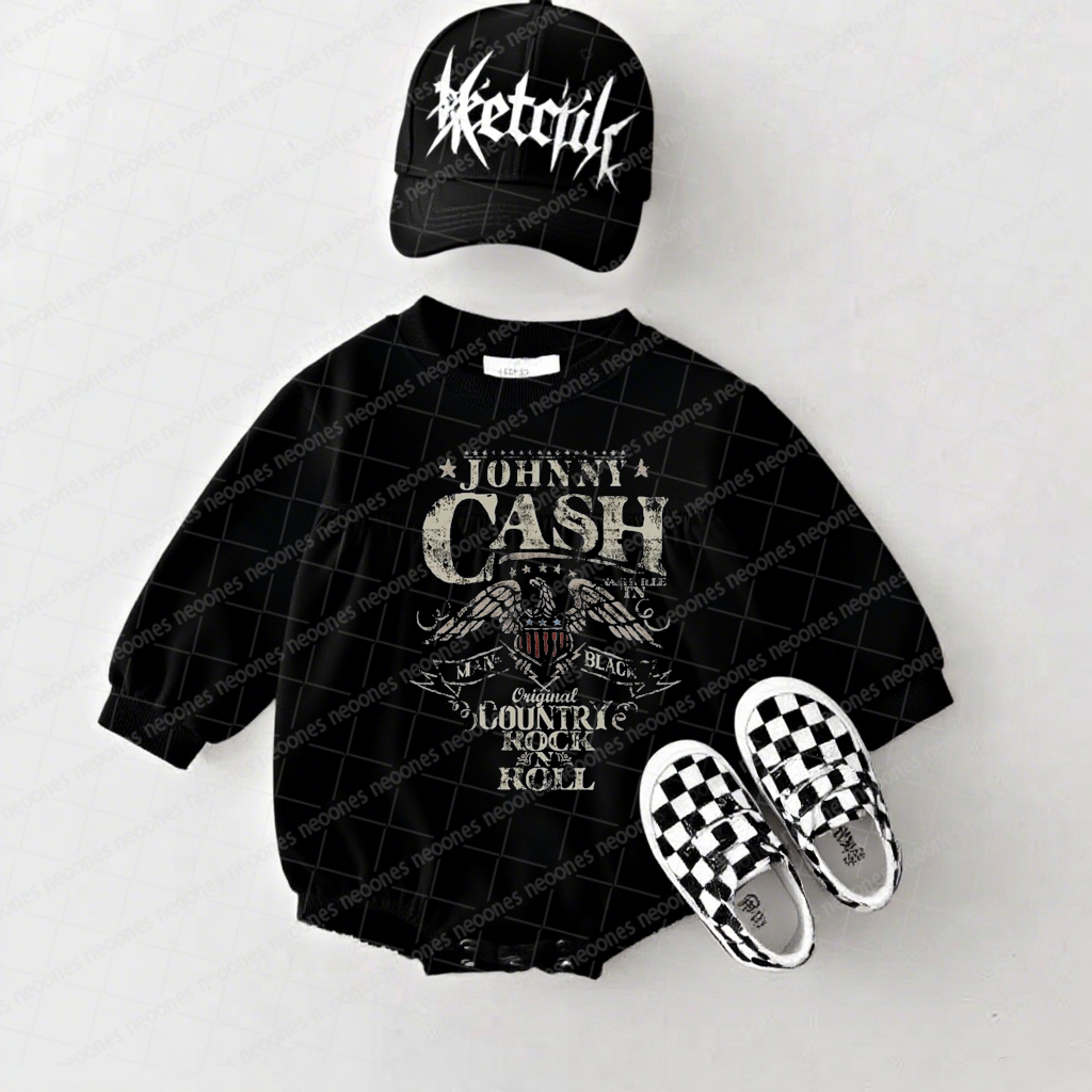 Johnny Cash Band Romper And Matching Adult Hoodie