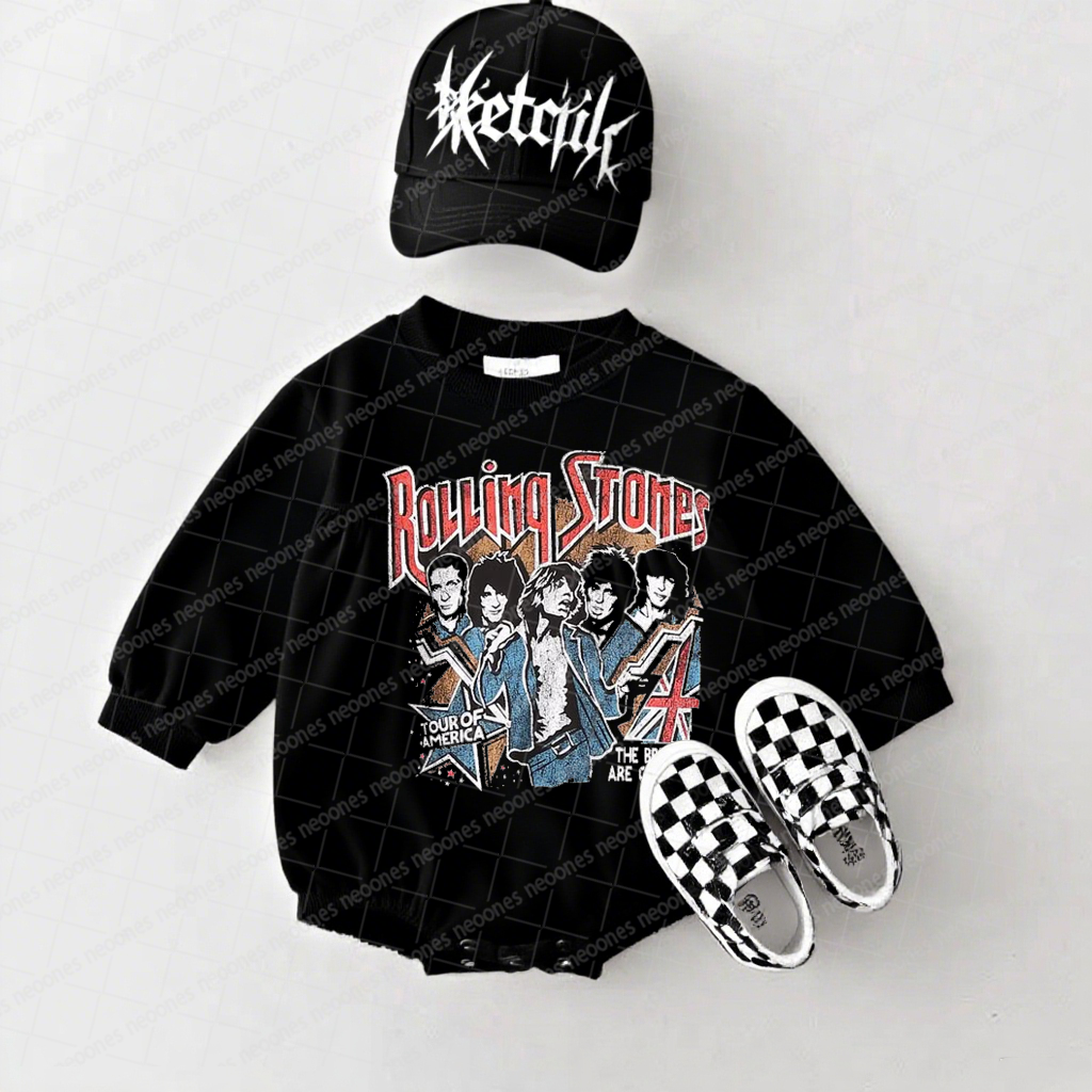 Rolling Stones Band Romper And Matching Adult Hoodie