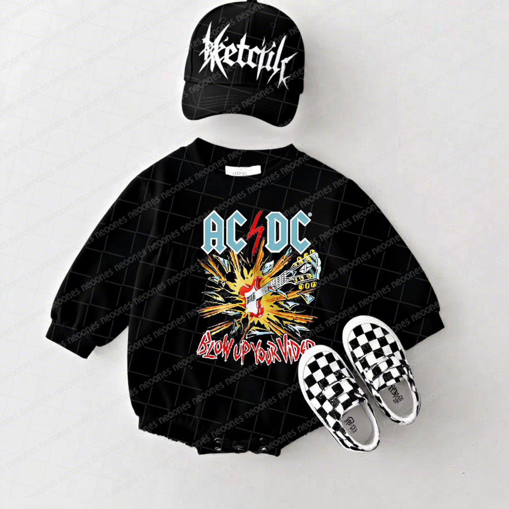 AC/DC Band Romper And Matching Adult Hoodie