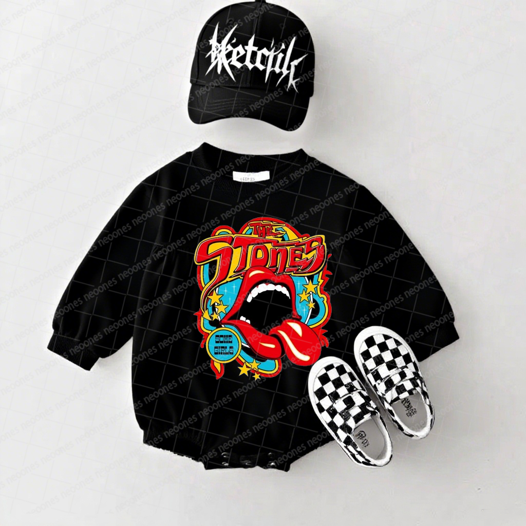 The Rolling Stones Band Romper And Matching Adult Hoodie