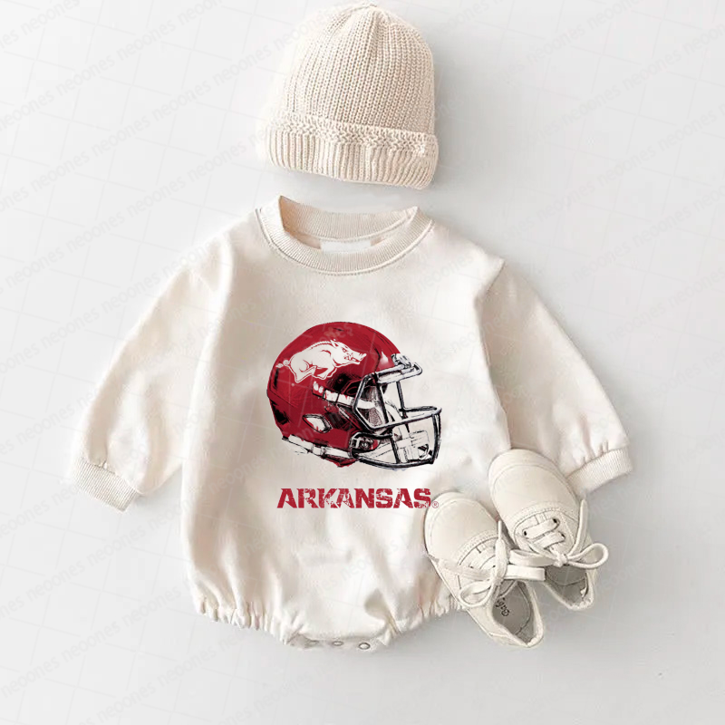 University of Arkansas Baby Game Day Romper and Adult Sweatshirt