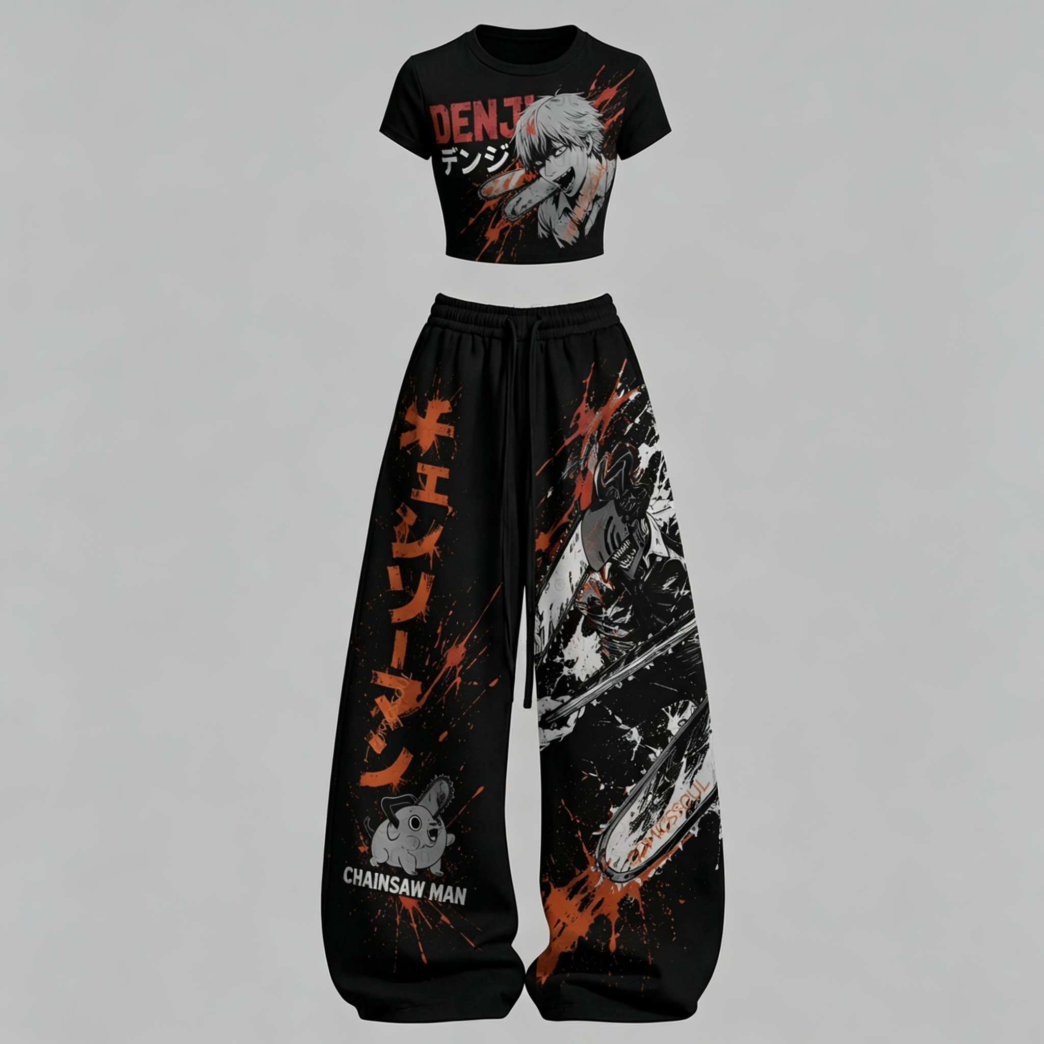Chainsaw Man Top & Elasticated Trousers Two-Piece Set