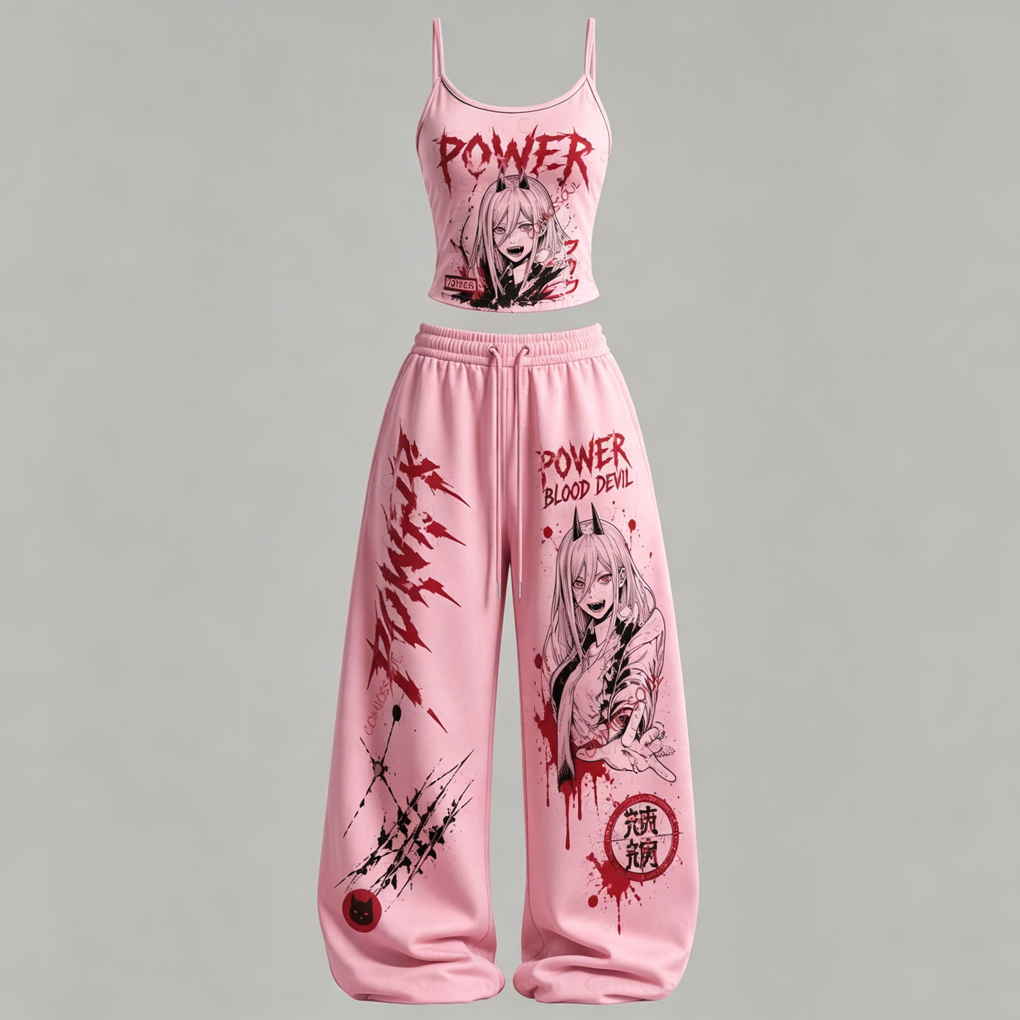 Chainsaw Man Top & Elasticated Trousers Two-Piece Set