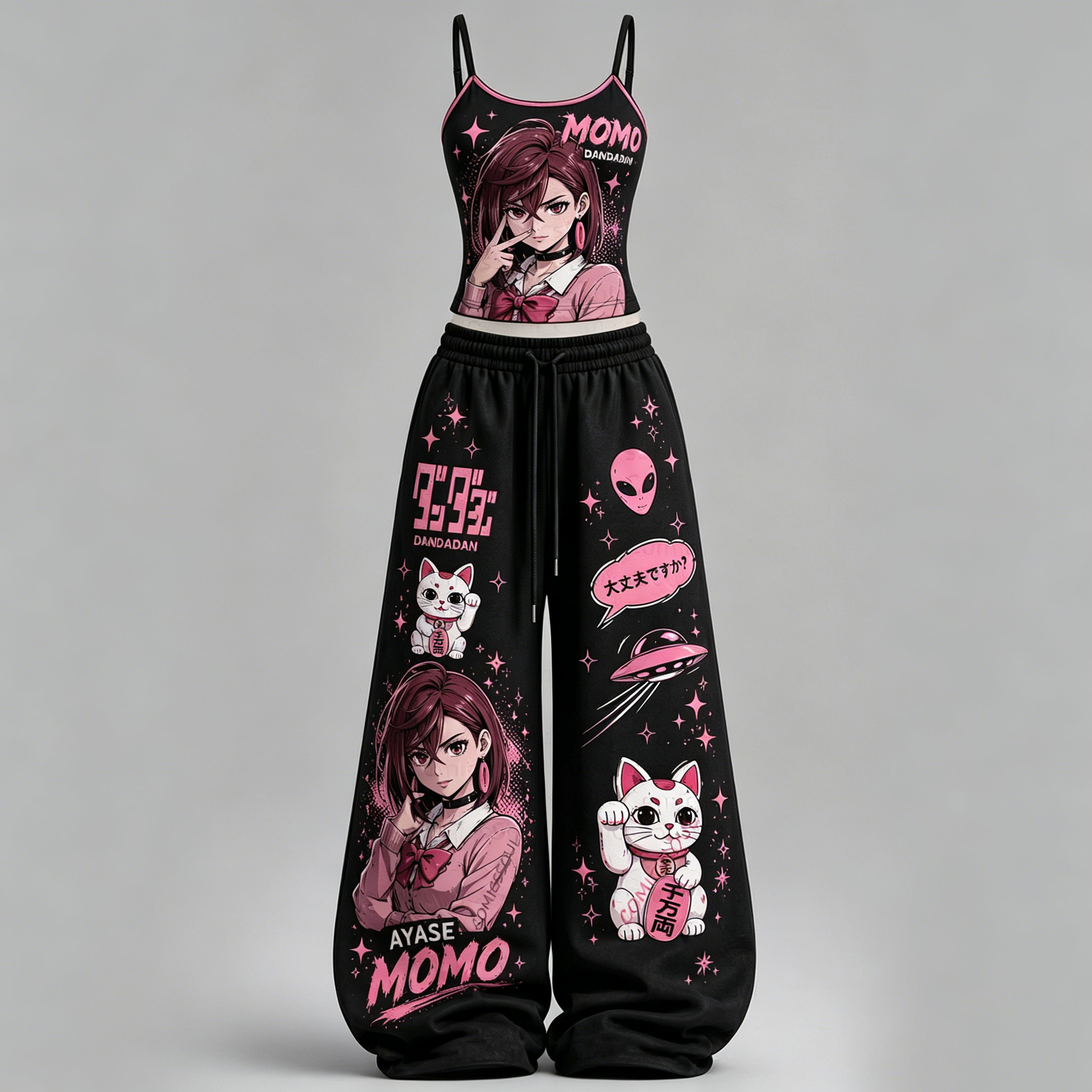 Dandadan Jujutsu Kaisen Top & Elasticated Trousers Two-Piece Set