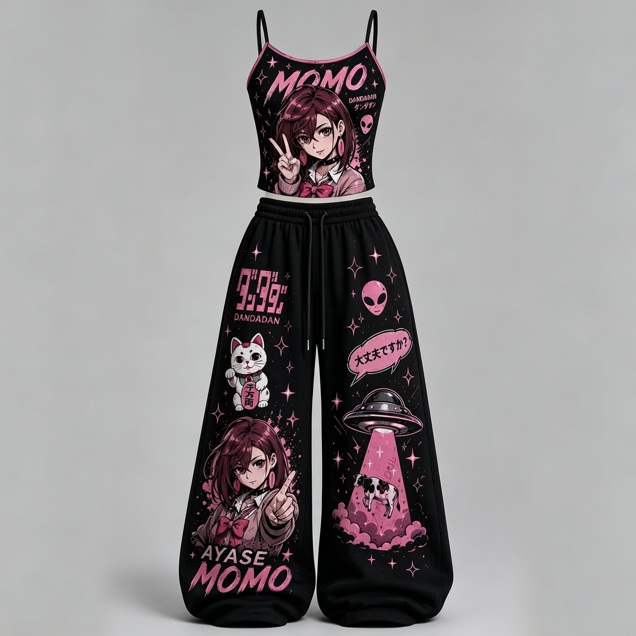 Dandadan Jujutsu Kaisen Top & Elasticated Trousers Two-Piece Set