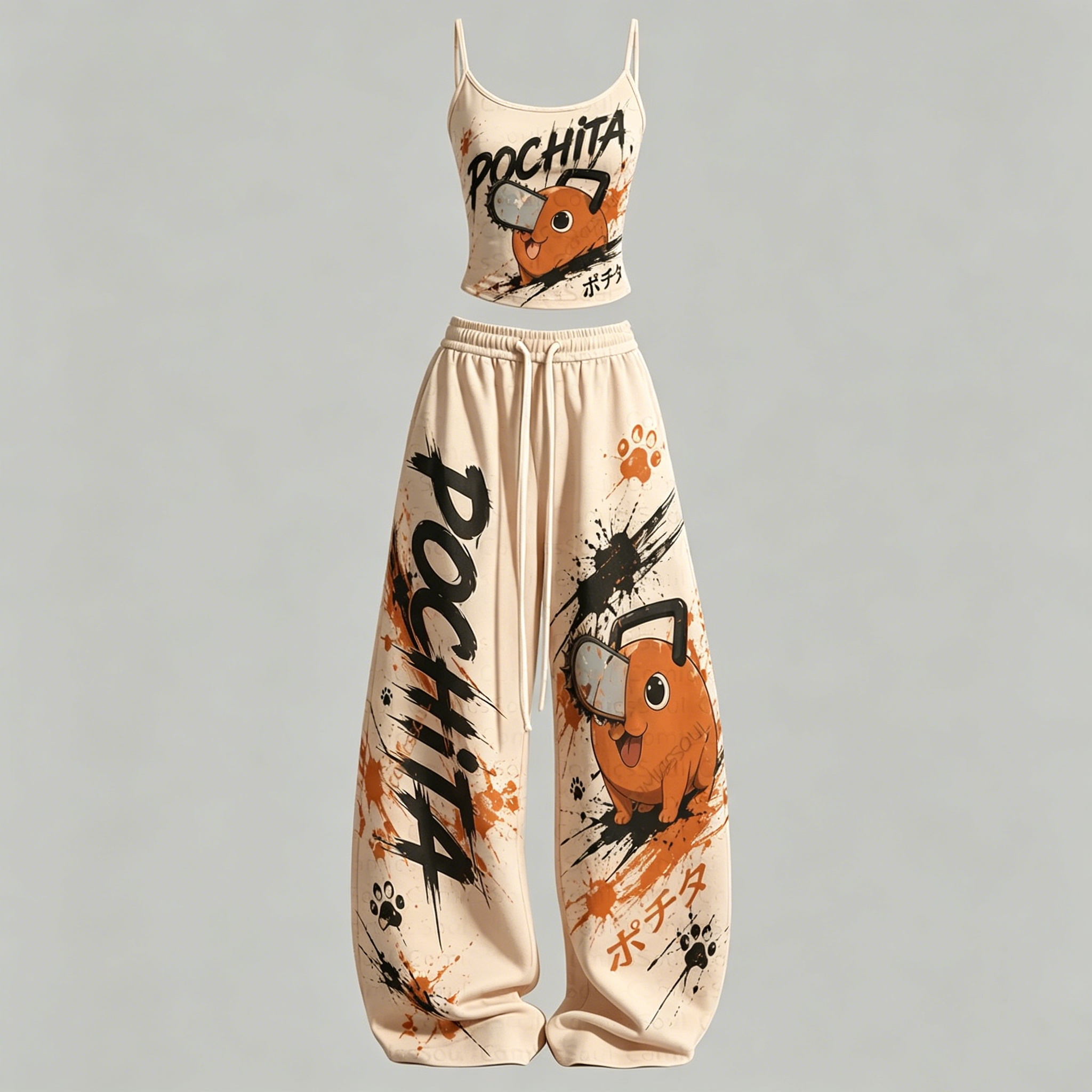 Chainsaw Man Top & Elasticated Trousers Two-Piece Set