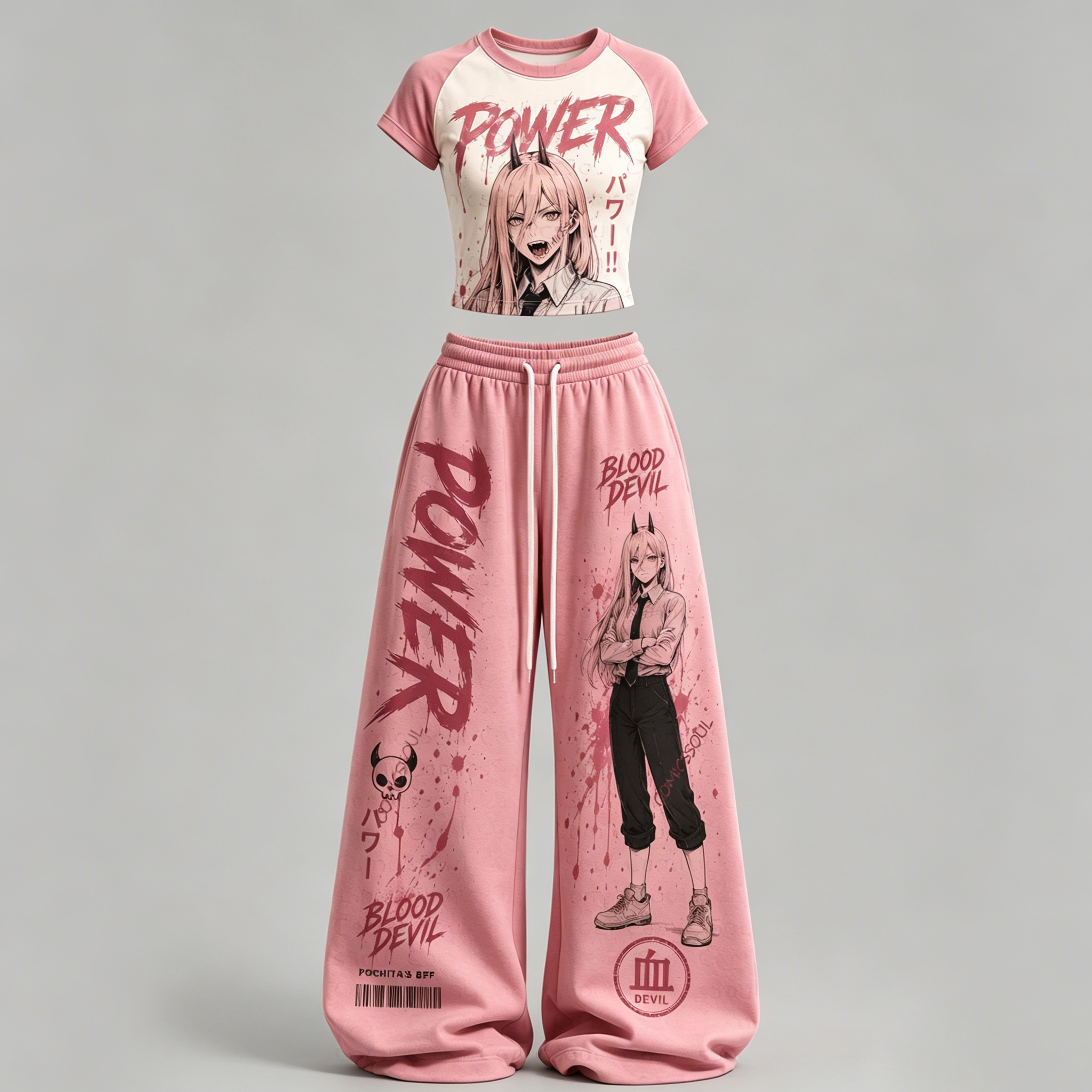 Chainsaw Man Top & Elasticated Trousers Two-Piece Set
