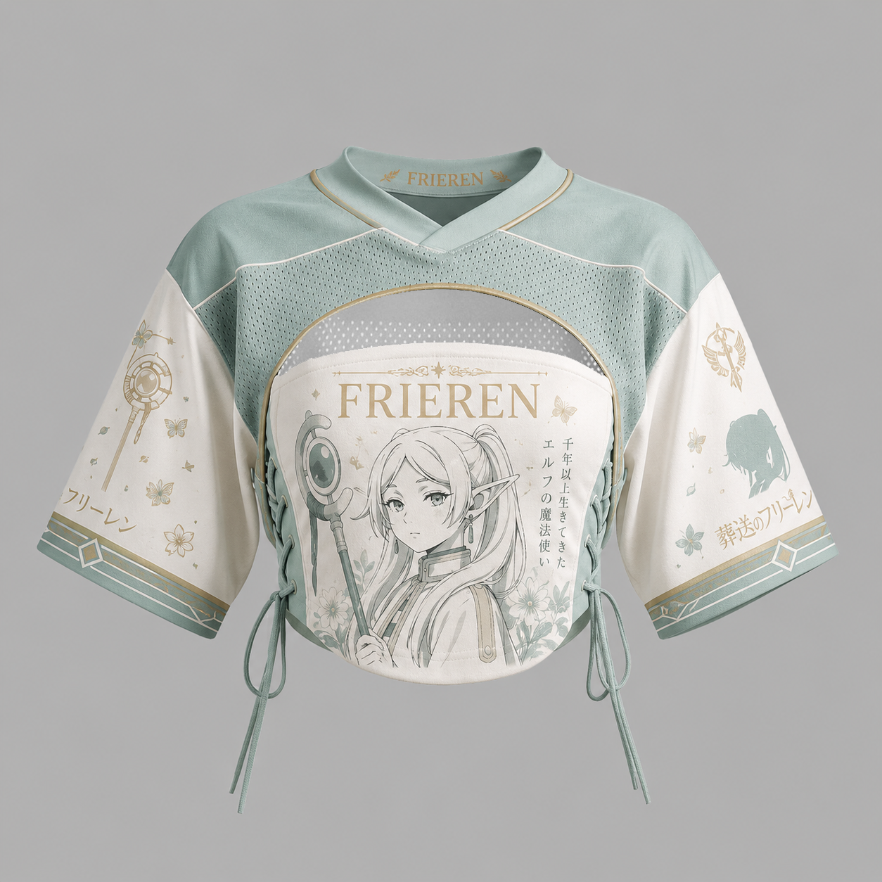 Frieren Mesh Short-Sleeve Bandeau Set