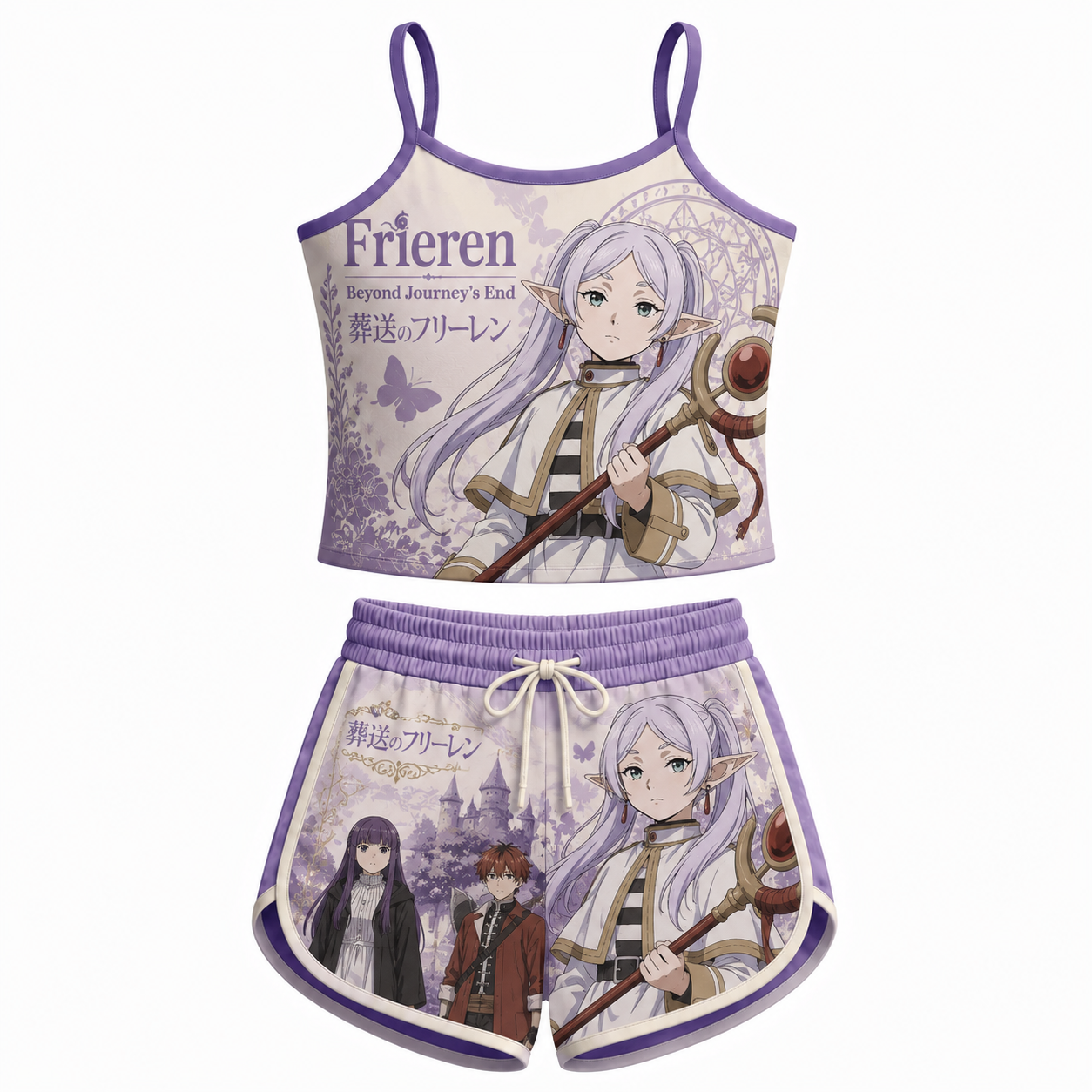 Frieren Anime Shorts and Crop Top Set
