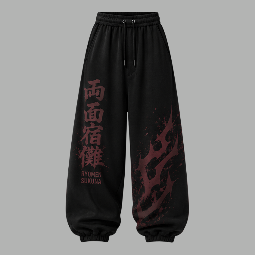 Jujutsu Kaisen Women's Cropped Long Sleeve Hoodie & High Waist Jogger Pants 2 Piece Tracksuit Set