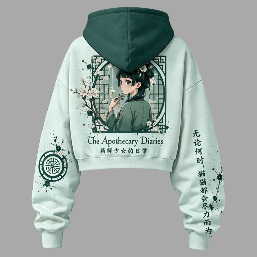 The Apothecary Diaries Women's Cropped Long Sleeve Hoodie & High Waist Jogger Pants 2 Piece Tracksuit Set