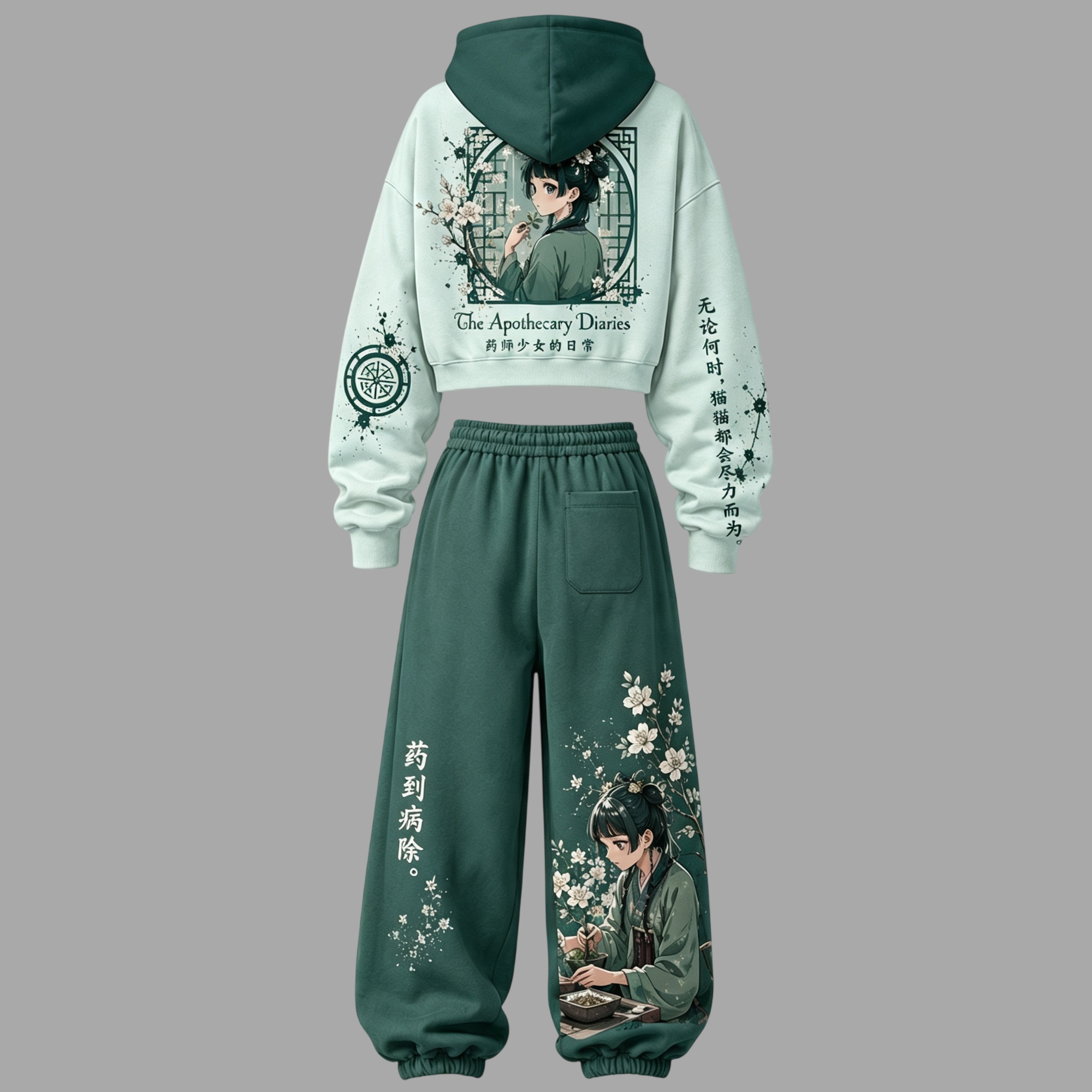 The Apothecary Diaries Women's Cropped Long Sleeve Hoodie & High Waist Jogger Pants 2 Piece Tracksuit Set