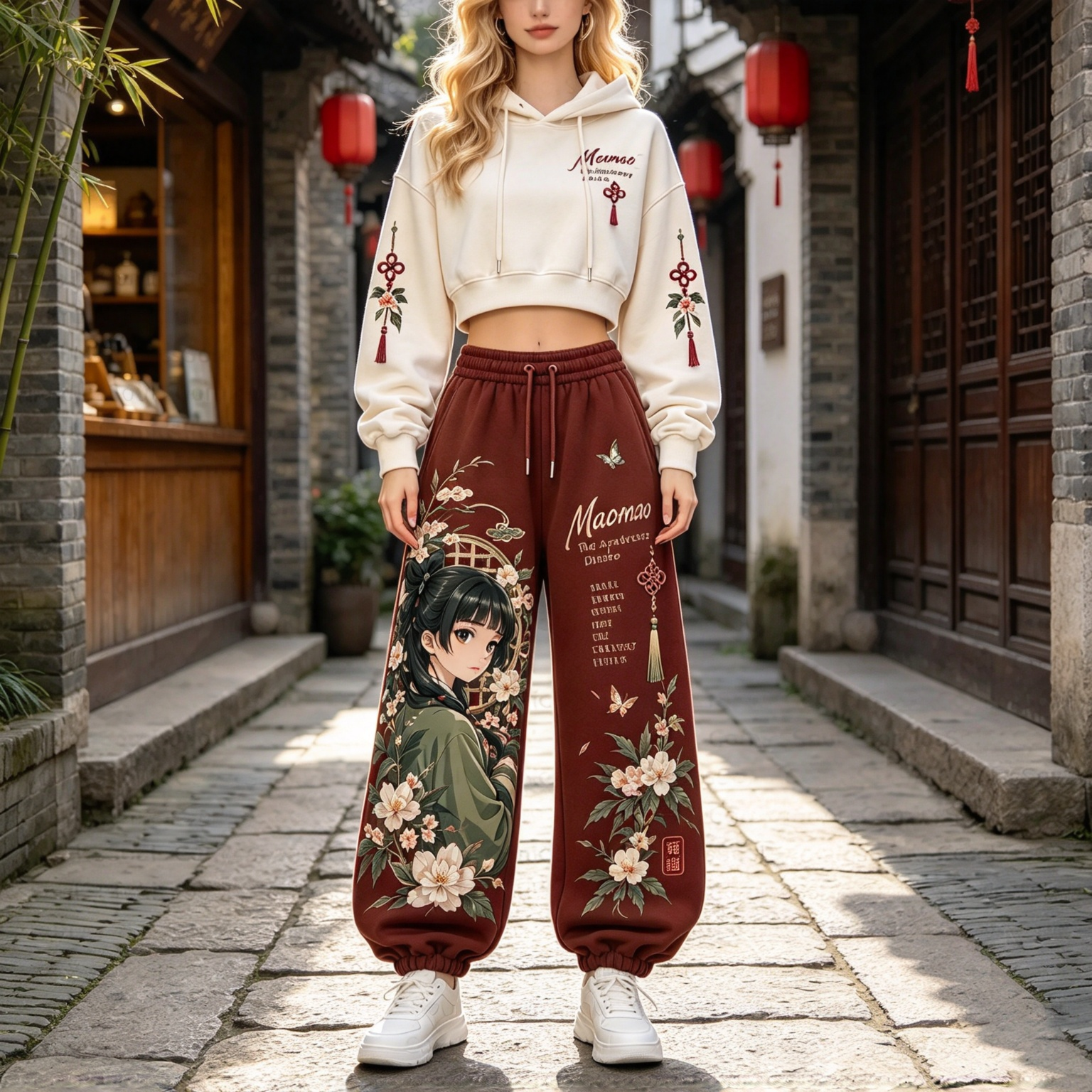 The Apothecary Diaries Women's Cropped Long Sleeve Hoodie & High Waist Jogger Pants 2 Piece Tracksuit Set