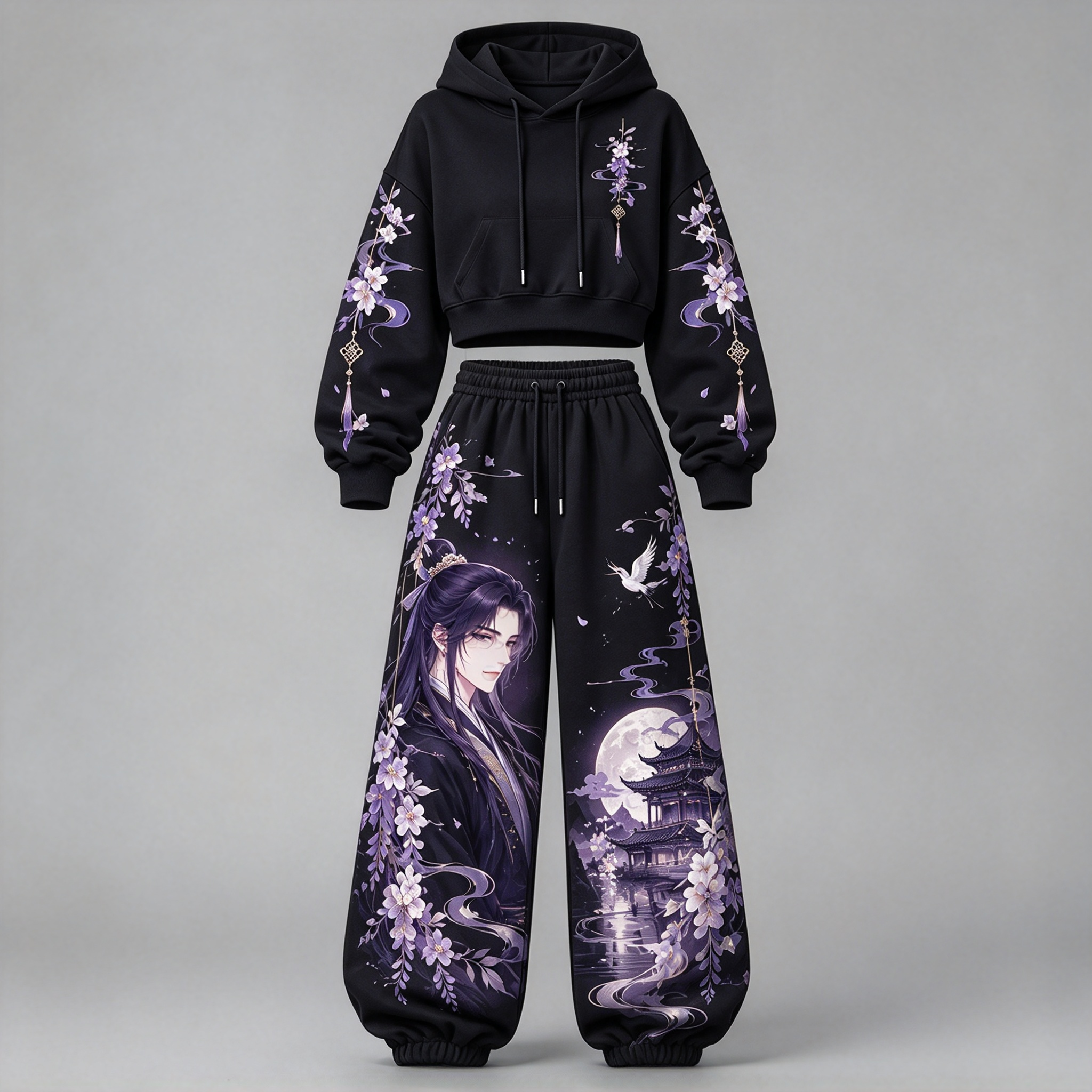 The Apothecary Diaries Women's Cropped Long Sleeve Hoodie & High Waist Jogger Pants 2 Piece Tracksuit Set