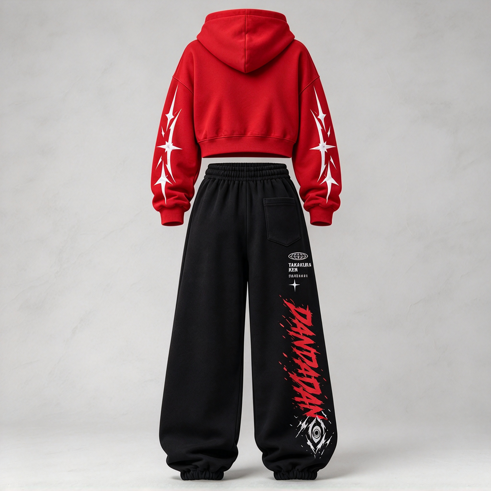 Dandadan Women's Cropped Long Sleeve Hoodie & High Waist Jogger Pants 2 Piece Tracksuit Set