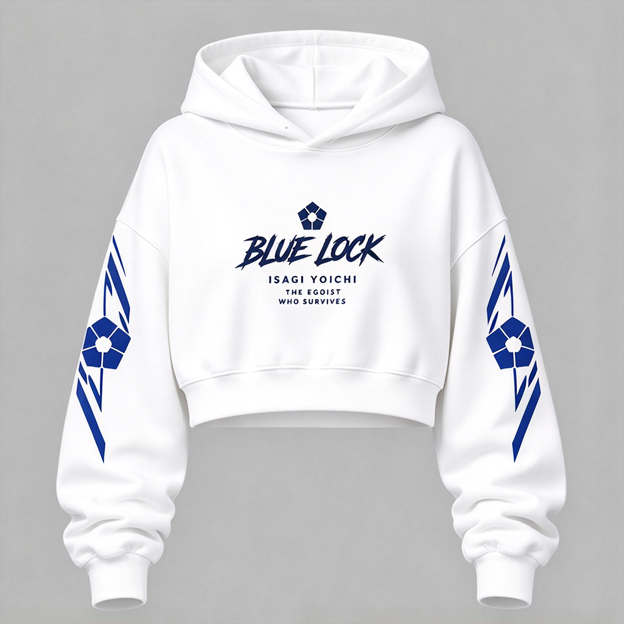 BLUE LOCK Women's Cropped Long Sleeve Hoodie & High Waist Jogger Pants 2 Piece Tracksuit Set