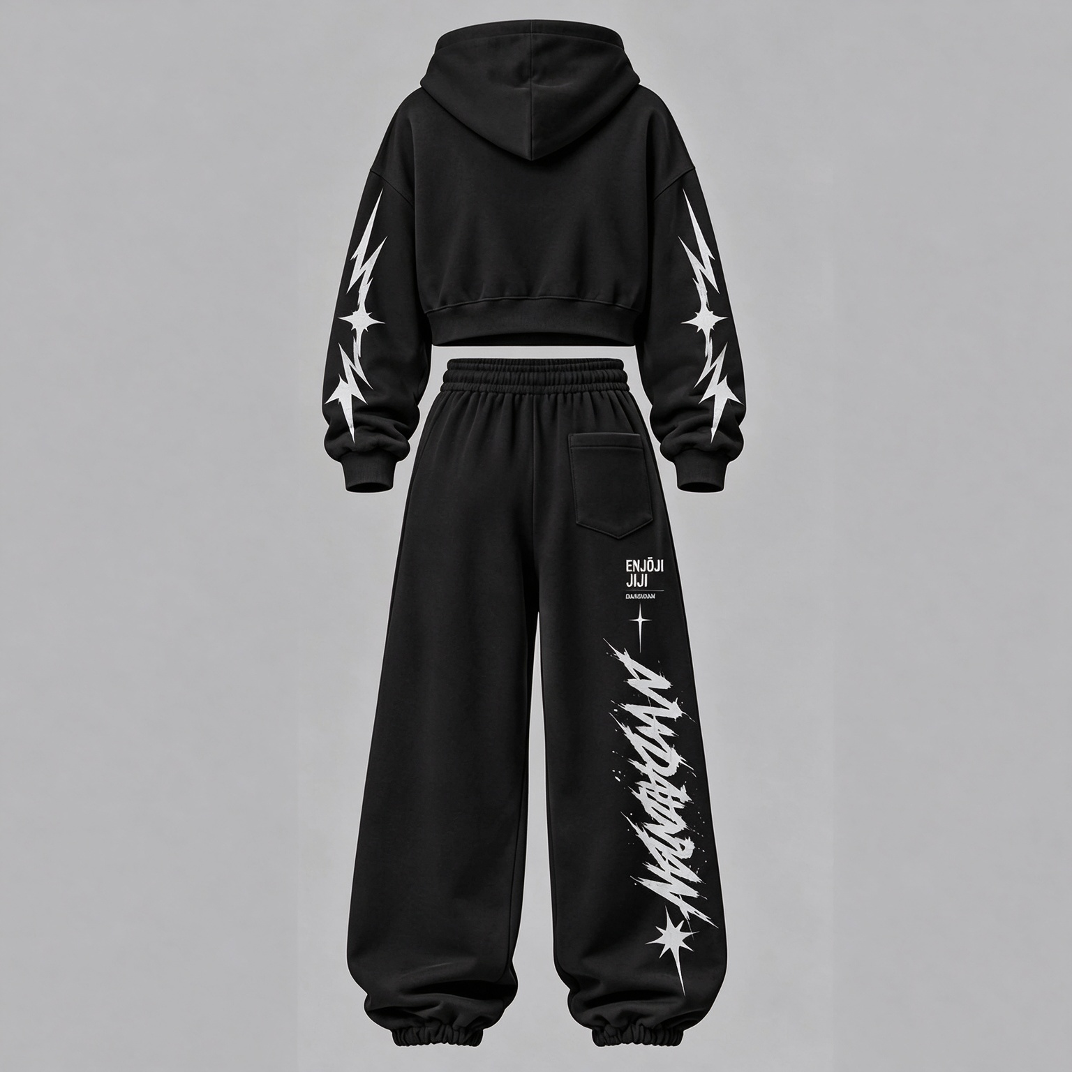 Dandadan Women's Cropped Long Sleeve Hoodie & High Waist Jogger Pants 2 Piece Tracksuit Set