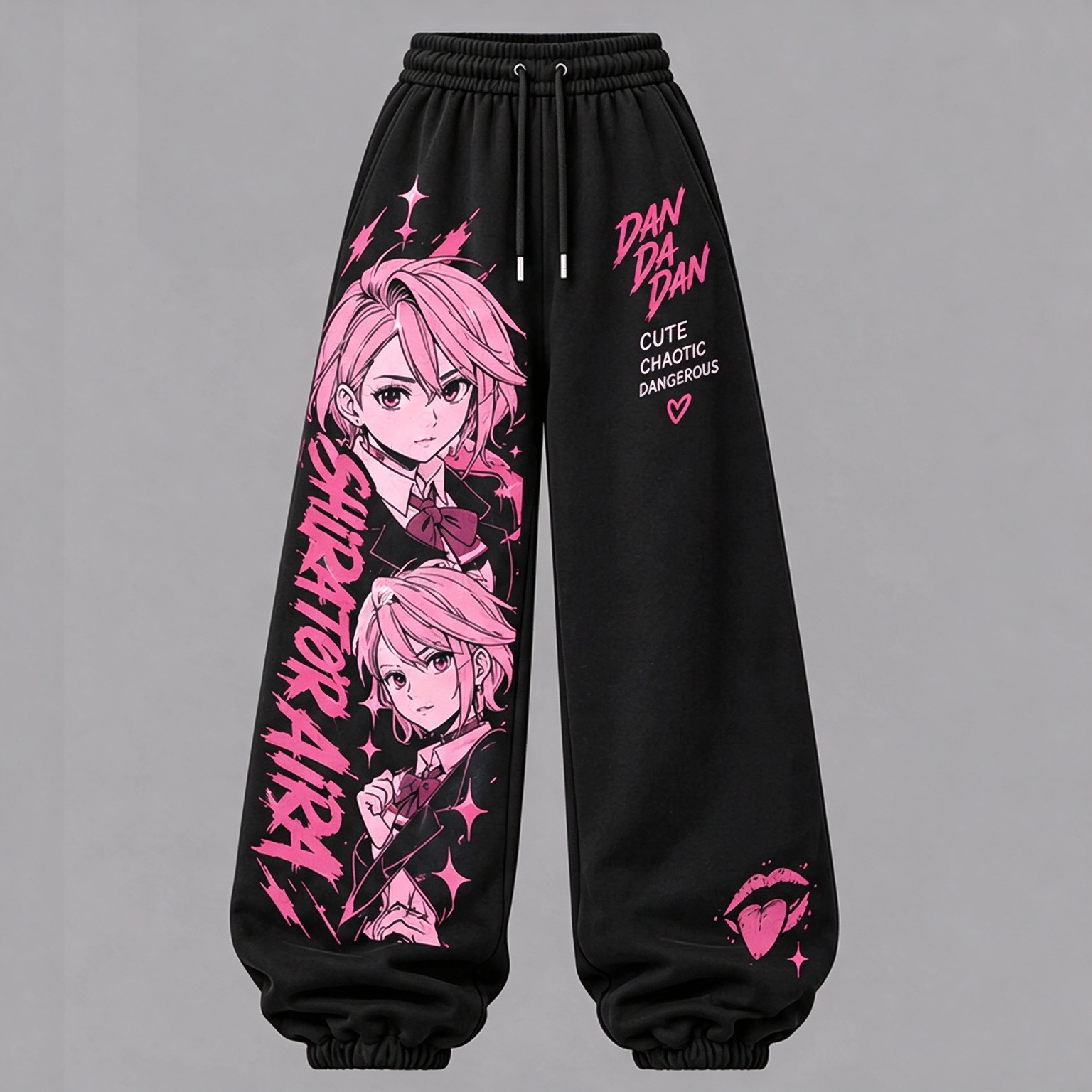 Dandadan Women's Cropped Long Sleeve Hoodie & High Waist Jogger Pants 2 Piece Tracksuit Set